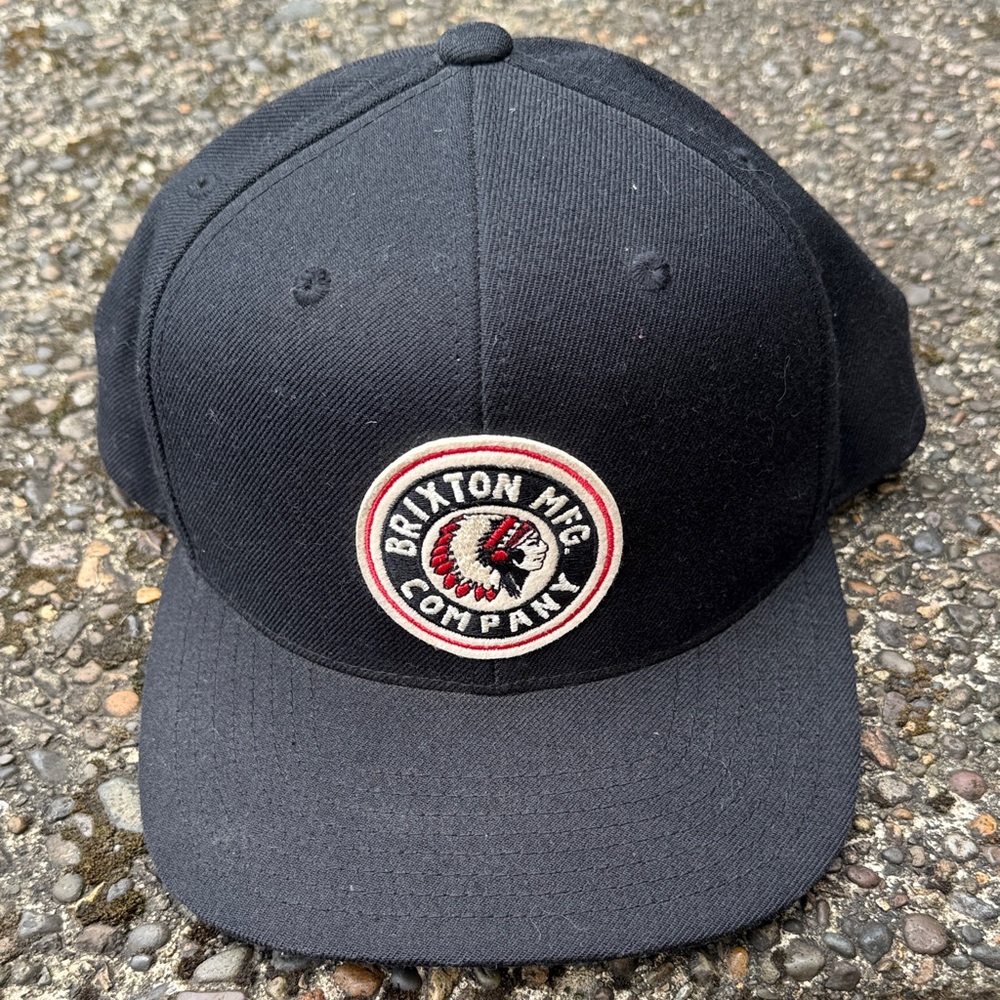 Men’s Rare Black Brixton MFG. Rival Snap Back Native American Patch OS